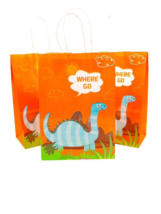 Bolsa de regalo de papel con divertidos diseños de dinosaurios en colores varios