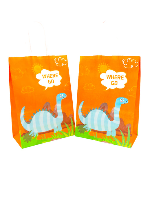 Bolsa de regalo de papel con divertidos diseños de dinosaurios en colores varios