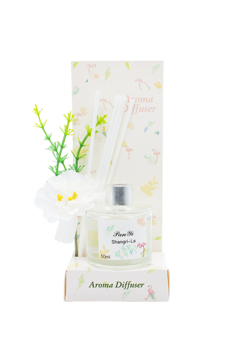 Frasco aromatizante para el hogar con distintos aromas y decoración de flor de tela