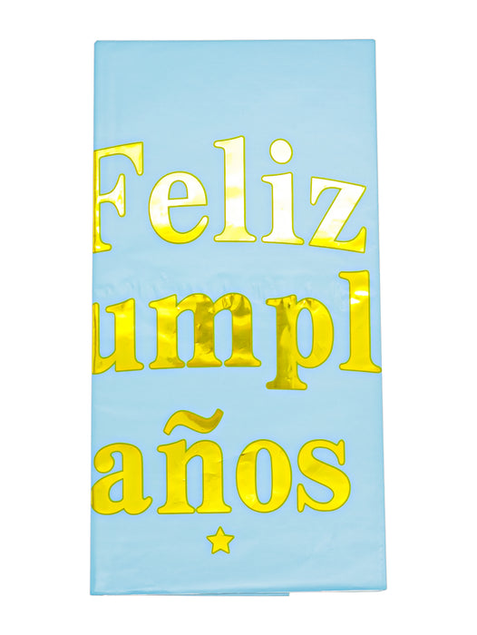 Mantel de aluminio con frase de feliz cumpleaños en colores varios perfecto para adornar