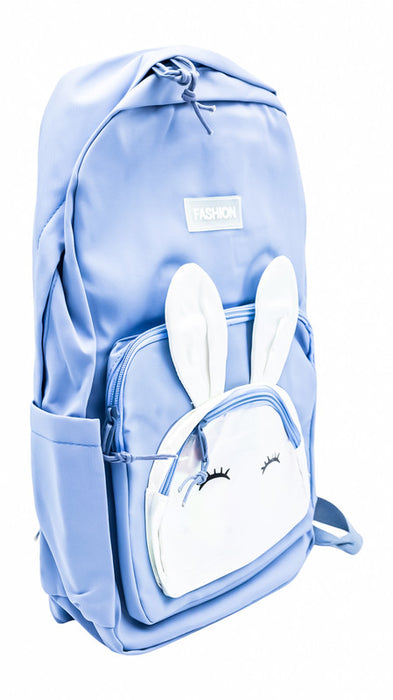 Mochila con bolsa delantera en forma de conejo tornasol en colores varios