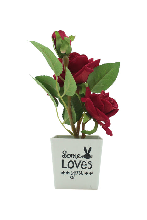 Maceta some loves you con rosas artificiales decorativas en colores varios