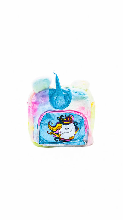 Mochila infantil suave con figura de unicornio diseño arcoiris