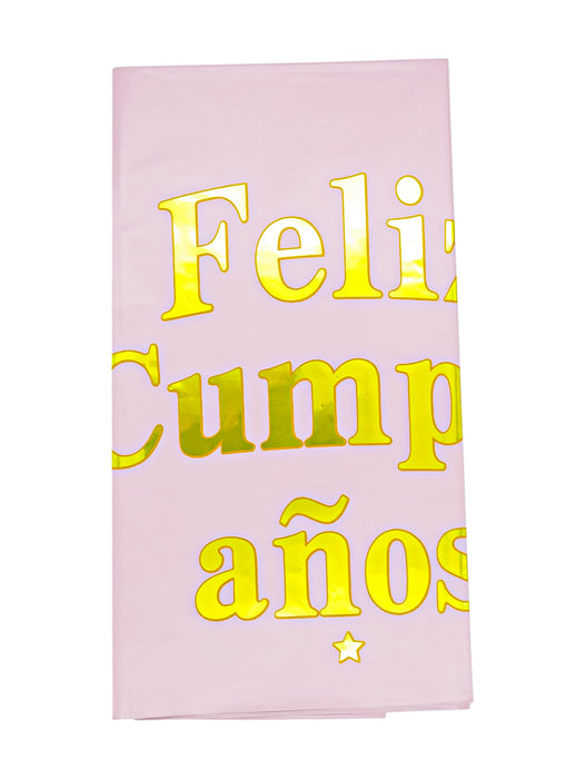 Mantel de aluminio con frase de feliz cumpleaños en colores varios perfecto para adornar