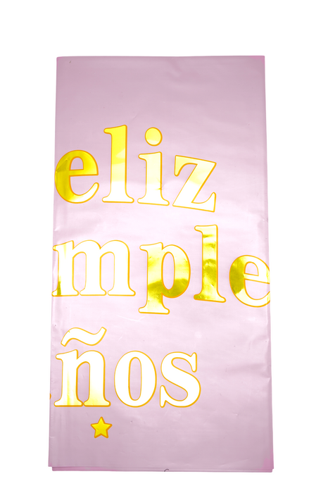 Mantel de aluminio con frase de feliz cumpleaños en colores varios perfecto para adornar