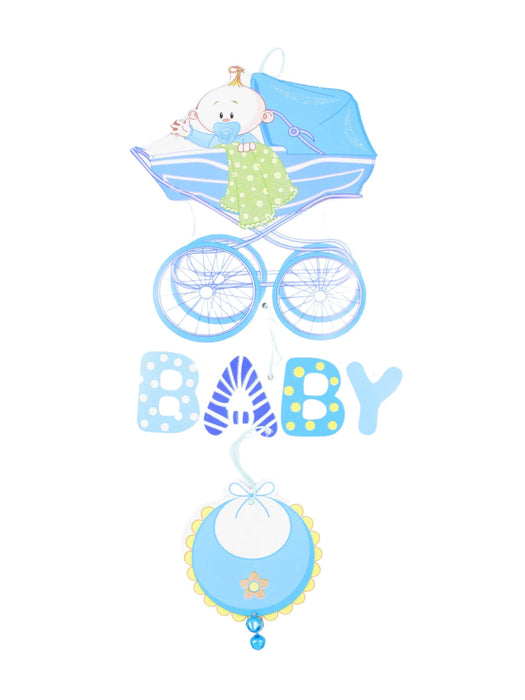 Adorno para baby shower diseño de bebé en carreola en color rosa o azul