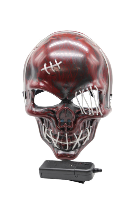 Máscara de calavera roja con luces LED diseño siniestro y luminoso en plástico con luces en colores varios