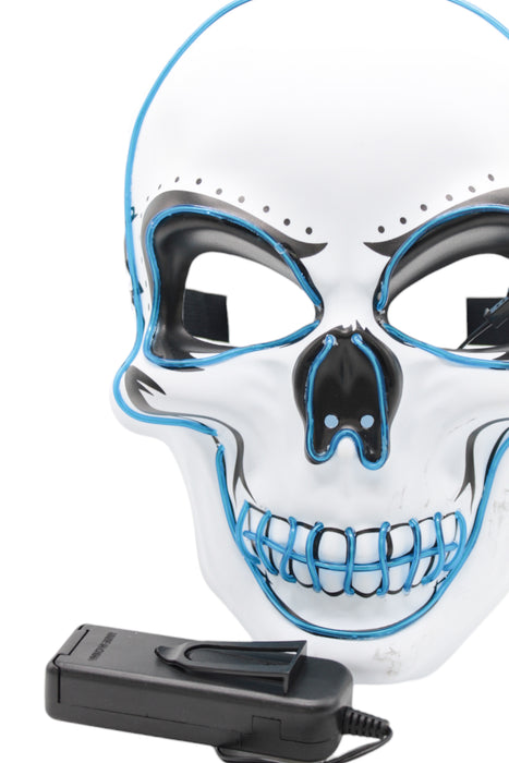 Máscara de catrina blanca elegante y brillante para día de los muertos y halloween con luces led en colores varios