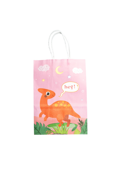 Bolsa de regalo de papel con divertidos diseños de dinosaurios en colores varios