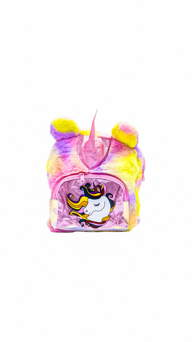 Mochila infantil suave con figura de unicornio diseño arcoiris