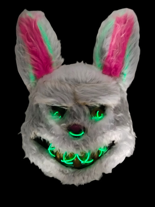 Máscara de halloween con diseño de conejo malvado con luz led