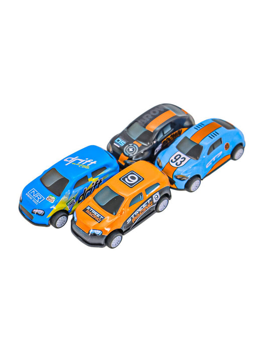 Set de 4 carritos de juguete de friccion en colores surtidos ideal para hacer carreras con tus amigos