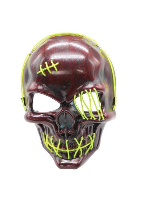 Máscara de calavera roja con luces LED diseño siniestro y luminoso en plástico con luces en colores varios