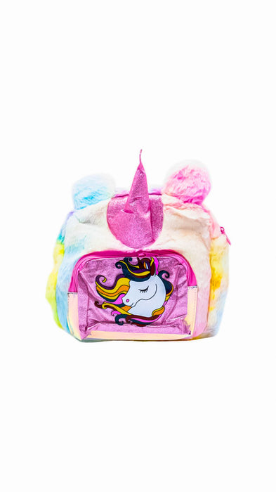 Mochila infantil suave con figura de unicornio diseño arcoiris