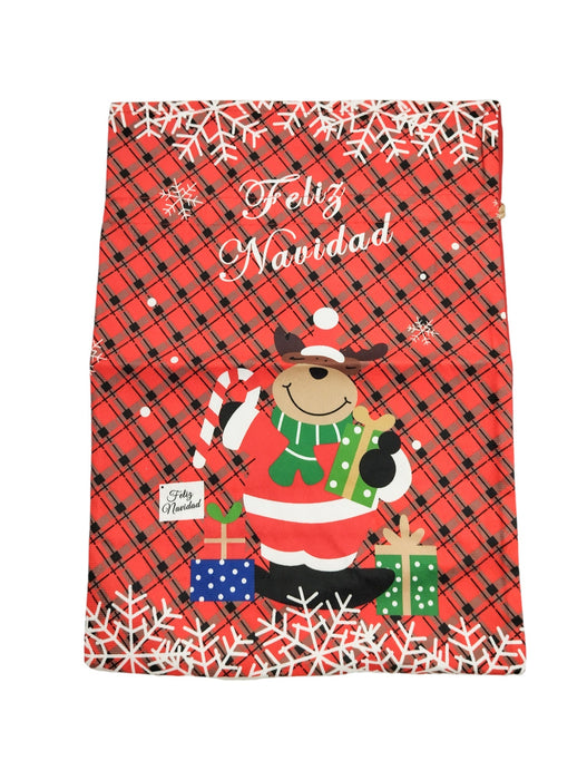 Bolsa de fieltro navideña con diseño festivo y lazo de yute ideal para regalos y decoracion