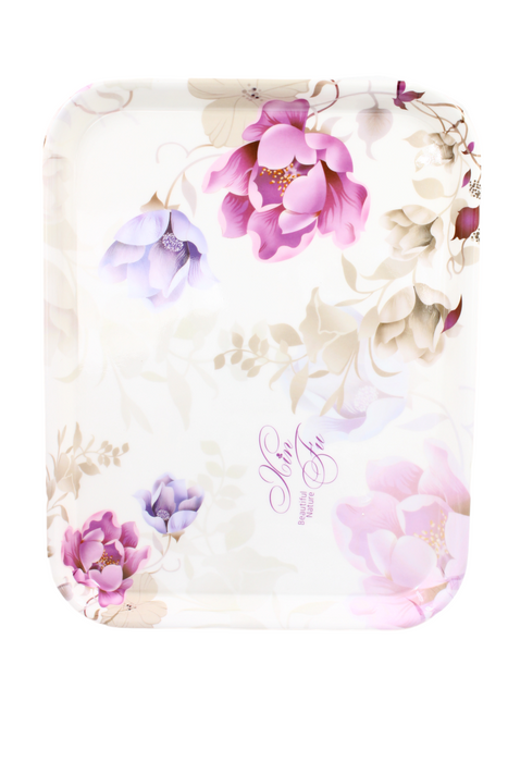 Charola rectangular multifuncional de melamina con diseños florales en diferentes colores