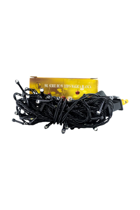 Serie para navidad de luz led blanca 3.5 metros en cable color negro