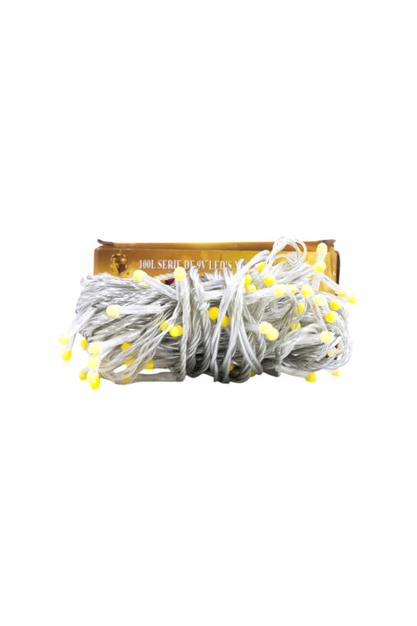 Serie de 100 luces led cálidas para decoracion festiva de cable transparente de 7 metros