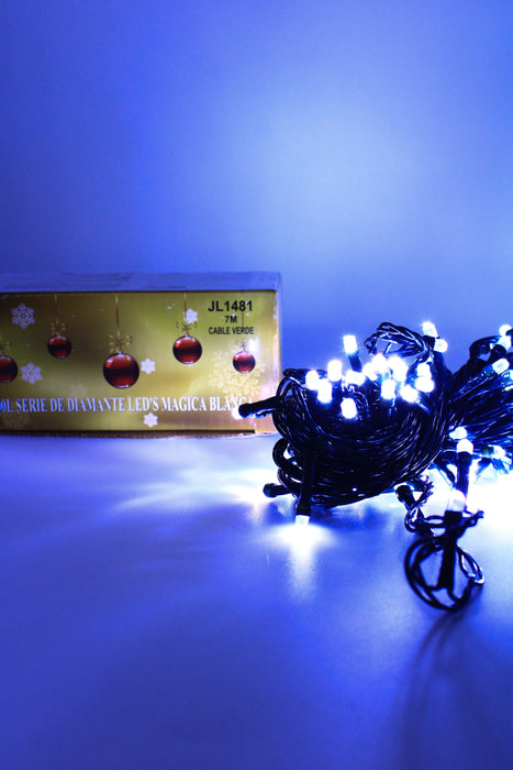 Serie de luces de navidad para decoracion del hogar de cable verde de 100 luces led y 7 metros