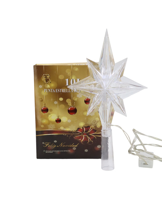 Estrella decorativa de ocho picos con 10 luces led para pino de navidad colores varios