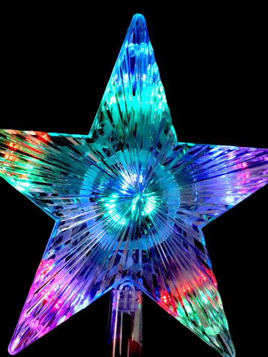 Estrella de cinco puntas con 18 luces led en tonos varios para arbol de navidad