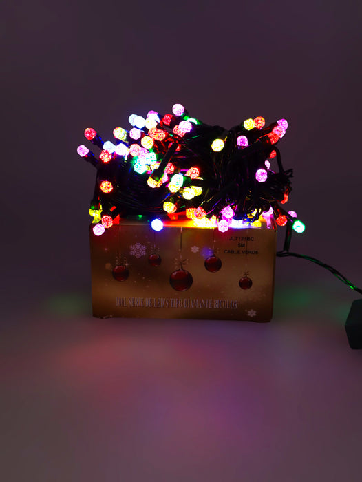 Serie de 100 luces led multicolor foco diamante con cable de 5 metros para esta navidad