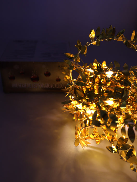 Alambre escarchado con luz led calida para decoracion de navidad 5 metros