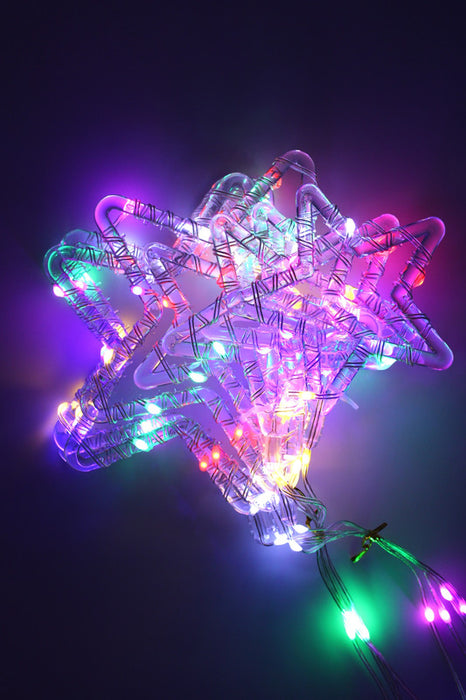 Cortina de luces led en forma de estrellas con 8 estrellas 3 colores de luces cable transparentes 108 leds