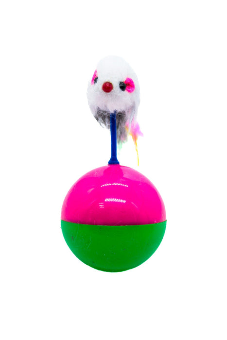 Juguete de esfera interactivo de atrapar y perseguir para mascota con roedor de tela en multicolor