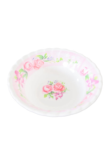 Plato hondo de tamaño pequeño de color blanco con estampado de flores variados