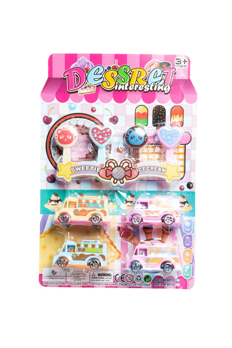 Set de camiones de helados miniatura de juguete diversión creativa para juegos y manualidades multicolor con 8 piezas