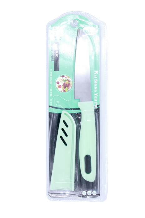 Cuchillo de sierra color verde menta fabricado en acero inoxidable con hoja de alto filo