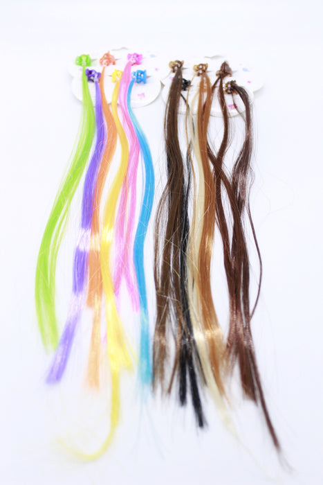 Paquete de extensiones de cabello con pinza colores naturales y fantasía 12 sets