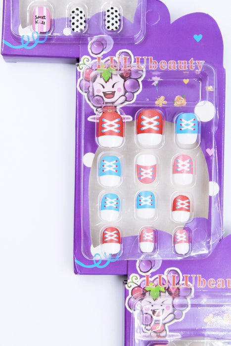 Paquete de uñas postizas para niña multicolor 12 kits