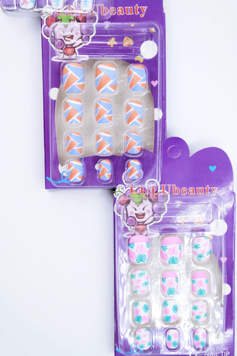 Paquete de uñas postizas para niña multicolor 12 kits