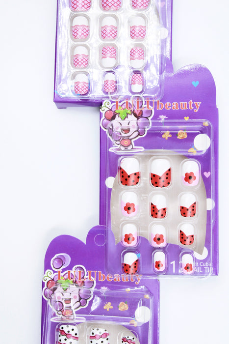 Paquete de uñas postizas para niña multicolor 12 kits