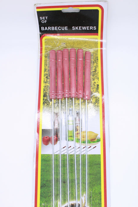 Juego de trinches de acero inoxidable con mango de madera para fondue o brochetas