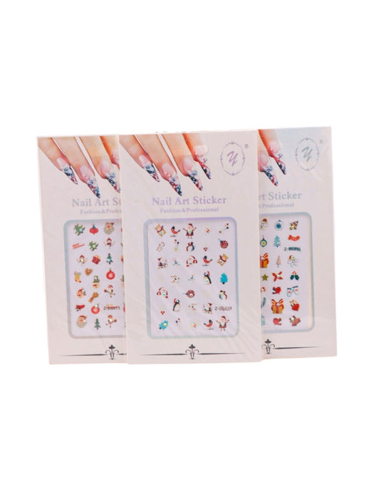 Paquete de 12 planillas con stickers para decorar tus uñas con tematica de navidad