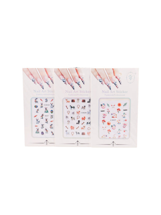 Paquete de 12 planillas con stickers para decorar tus uñas con tematica de animales