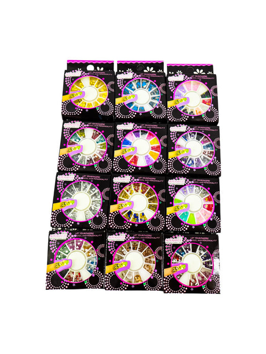 Set de decoración de uñas con disco de 12 pocitos de colores diferentes