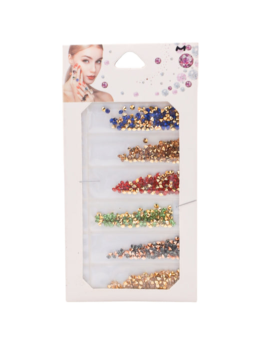 Blister de pedreria para uñas en 6 colores diamantados para creaciones brillantes