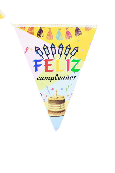 Banderín para celebración con frase de feliz cumpleaños