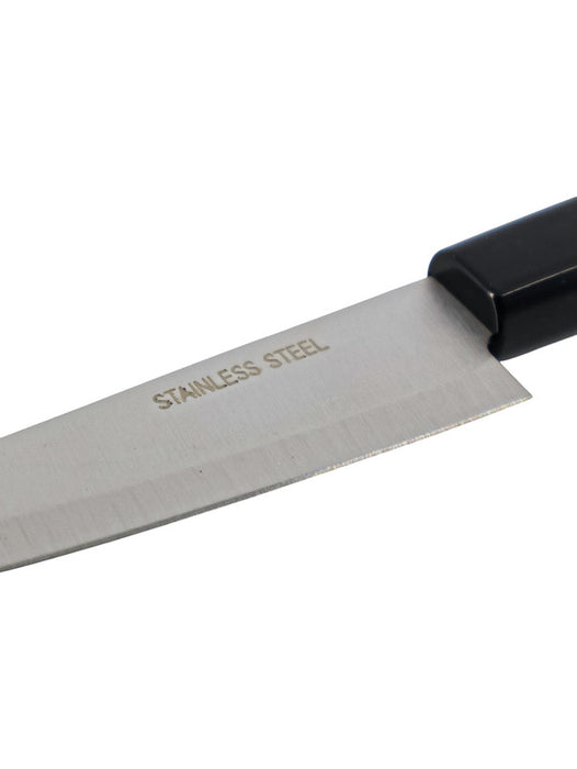 Cuchillo para la cocina de acero inoxidable con mango de plastico grueso imitacion madera