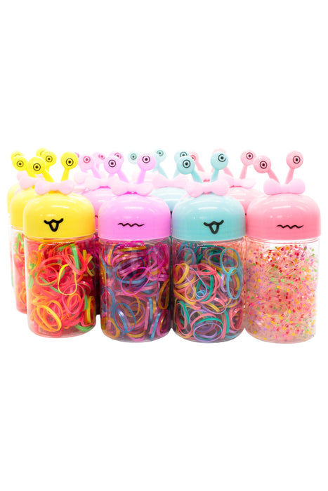 Bolsa con 12 embaces con diseño de caracol con ligas de caucho para el cabello con colores surtidos