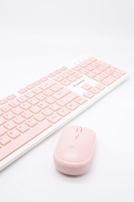 Kit de teclado con mouse en color pastel ideal para casa, trabajo u oficina