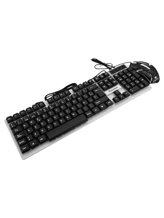 Conjunto de teclado y mouse con luz rgb alambrico con tecla en color negro para gaming y mas