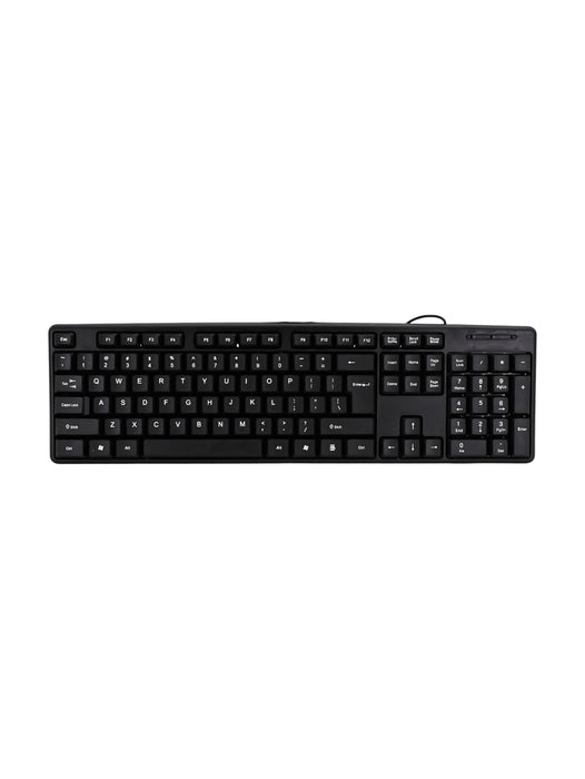 Teclado para pc de escritorio alambrico clasico de color negro para uso en oficina y mas waterproof