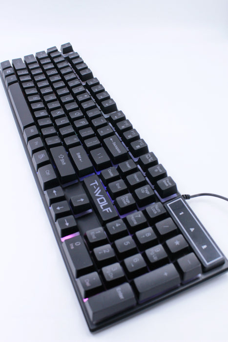 Kit de teclado con mouse y audifonos con rgb y mousepad en color negro