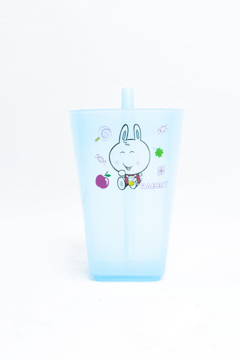 Juego de vasos con popote multicolor diseño conejo de la pradera paquete con 4 piezas