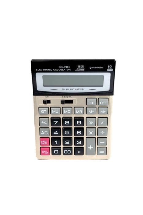 Calculadora profesional para contabilidad en color dorado con pantalla resistente